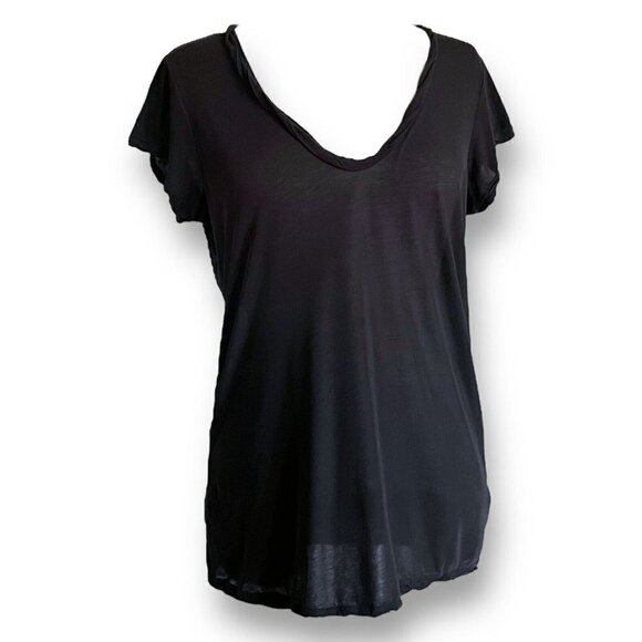 Standard James Perse Womens Tee Sz 2 M Gray Silk V-neck Shirt Minimalist Top - Picture 4 of 6